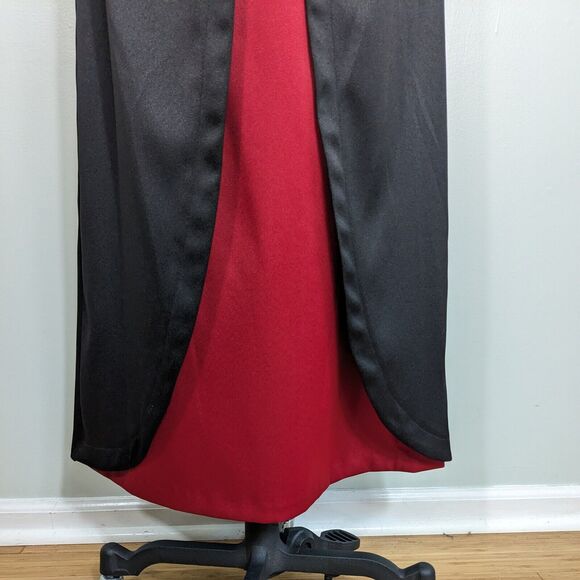 Vintage Prom Dress Maxi Gown S Red Black Corset Goth 90 Y2K Strapless Vamp Glam - Picture 7 of 13